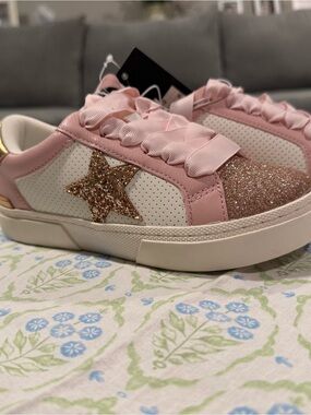 art class Pink Glitter Star Kids Sneakers